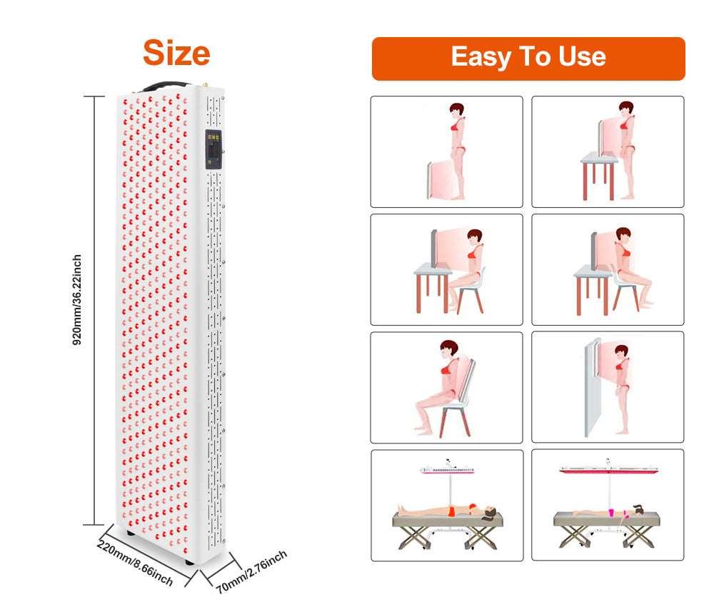 YOULUMI Red Light Therapy Panel IRP-004 - Size and usage instructions for red light therapy