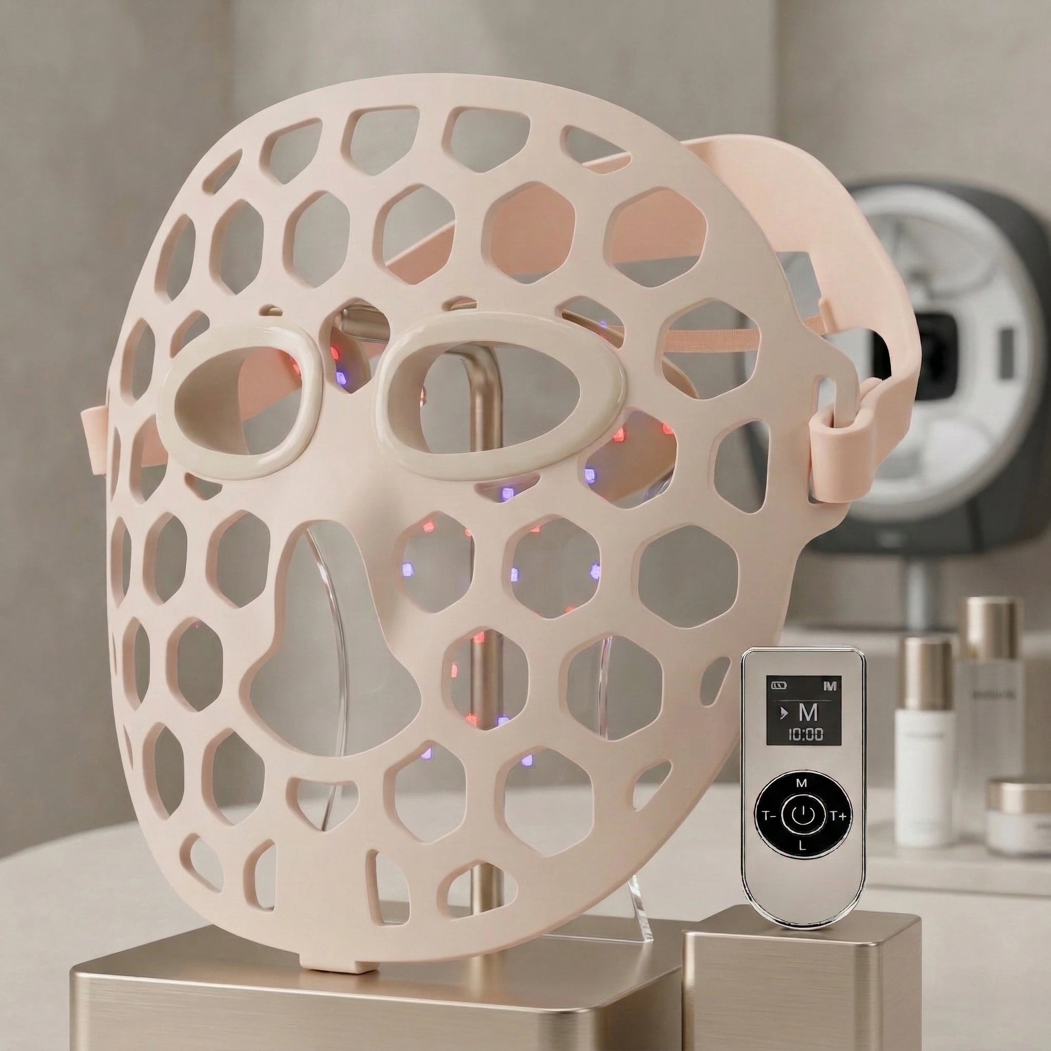 YouLumi 4-Color LED Light Therapy Face Mask, 70 Quad-Chip LEDs, Rechargeable