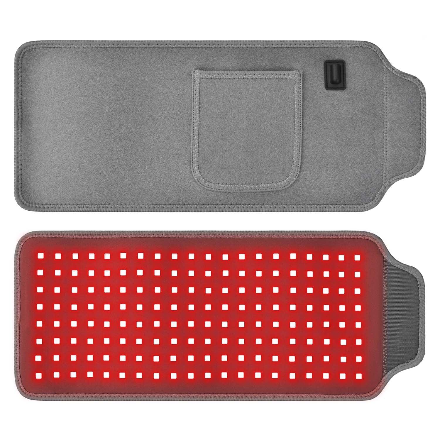 YOULUMI Red Light Therapy Belt, grey exterior and red LED light therapy for pain relief and healing.