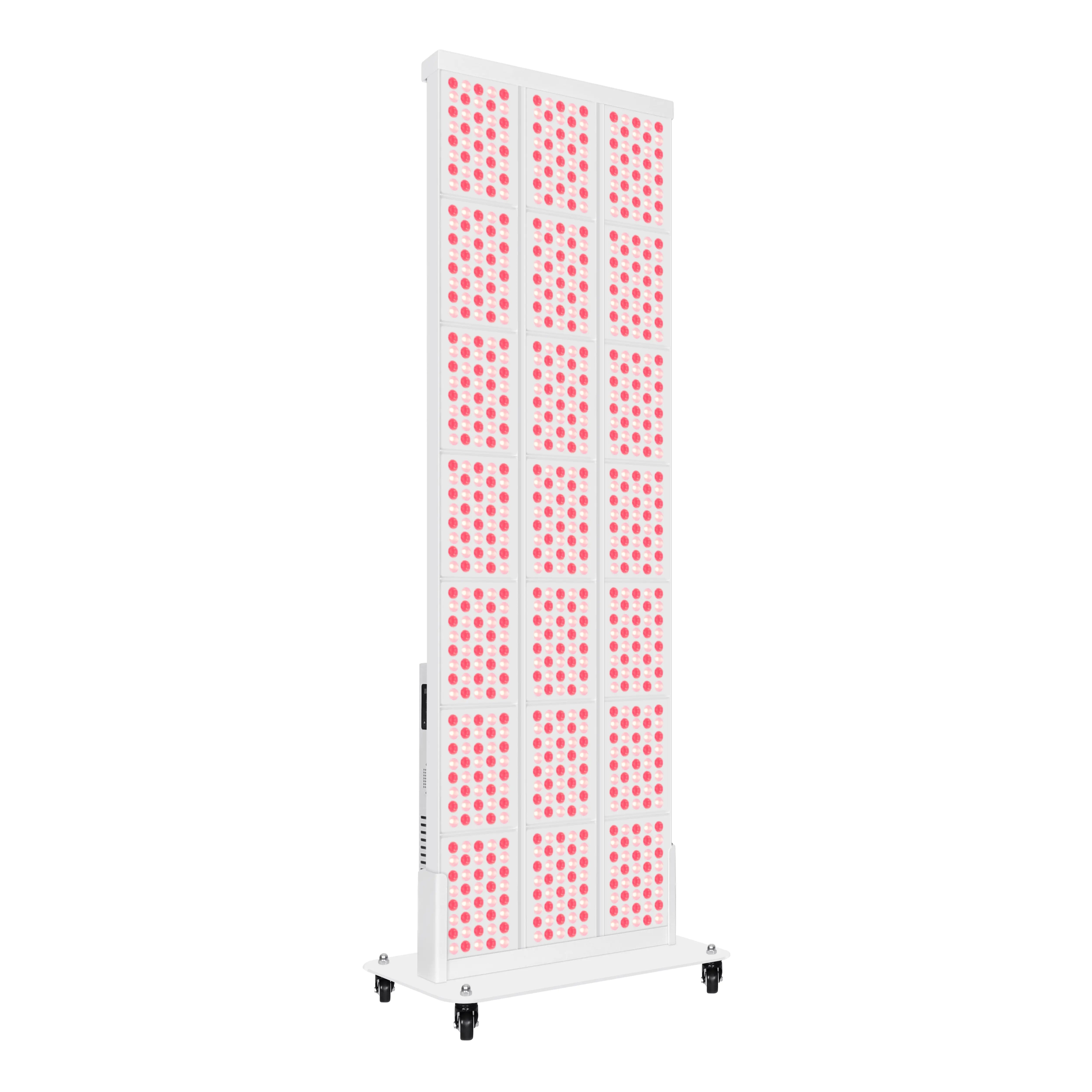 Side view of YouLumi IRP010-05L full body red light therapy panel with mobile stand for professional wellness and recovery