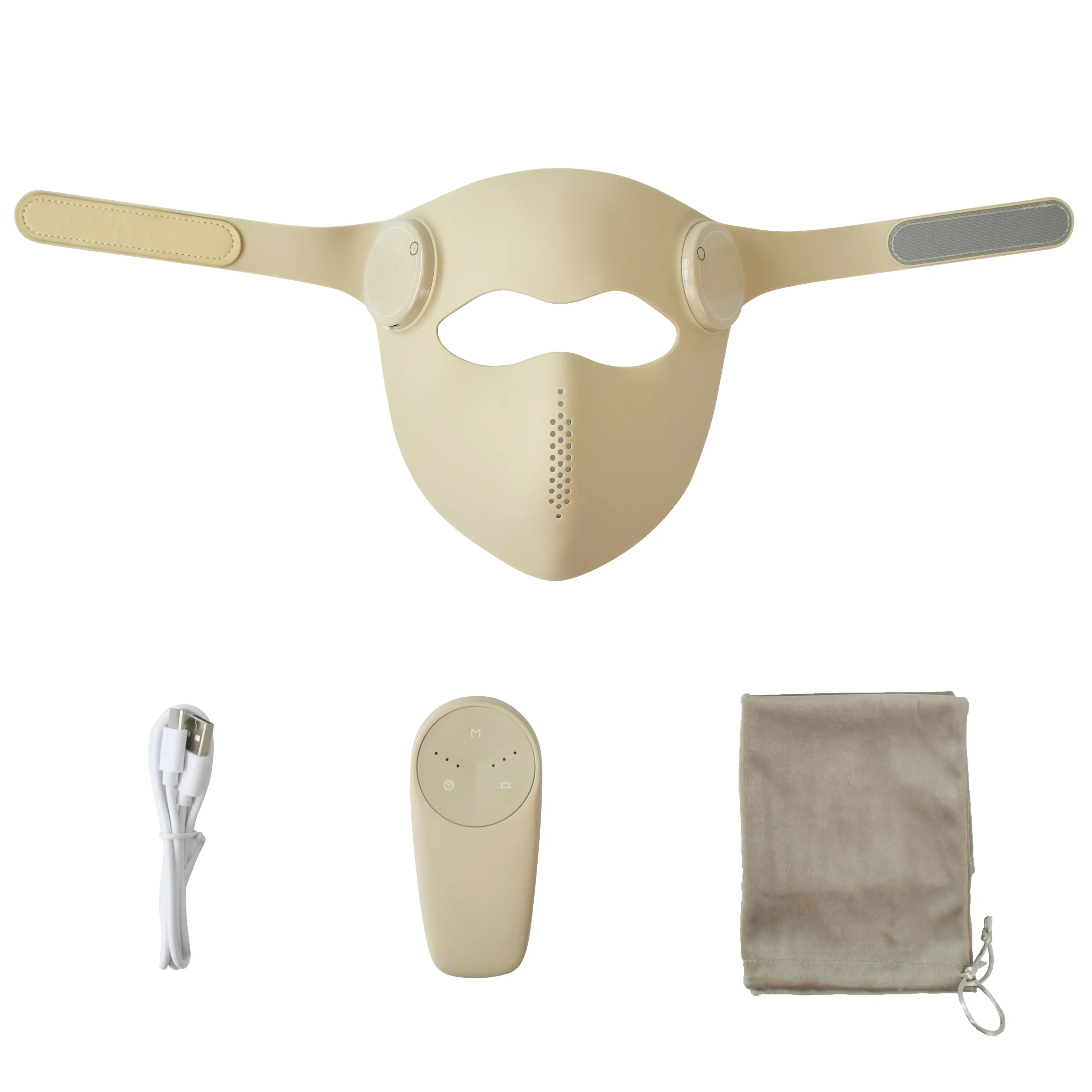 Youlumi Y02 red light therapy mask full set with controller, charging cable, and storage pouch
