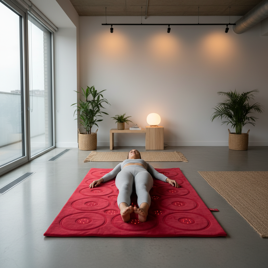 Premium red light therapy mat in a modern home wellness room