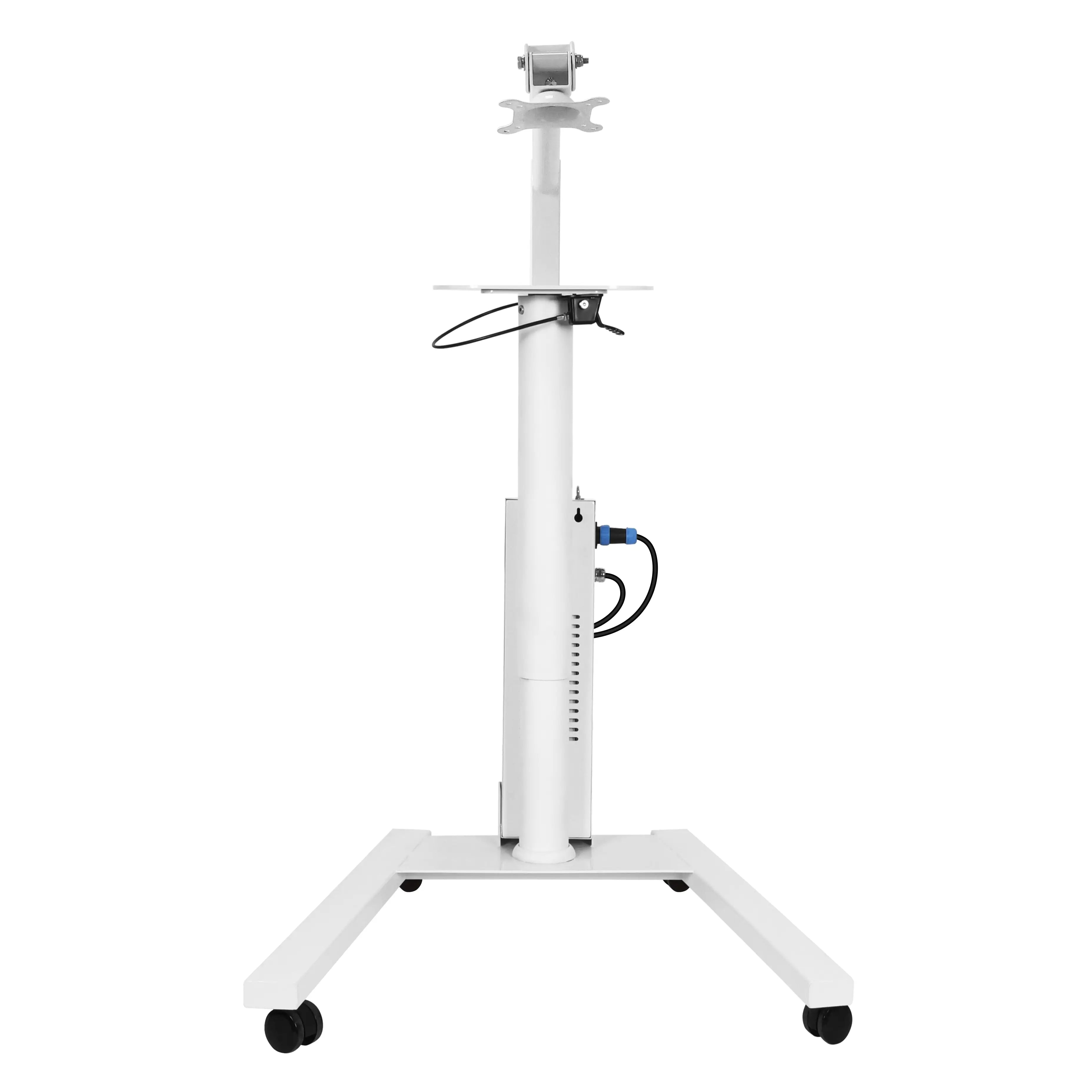 Front view of red light therapy panel stand with gas-lift column and rolling floor base