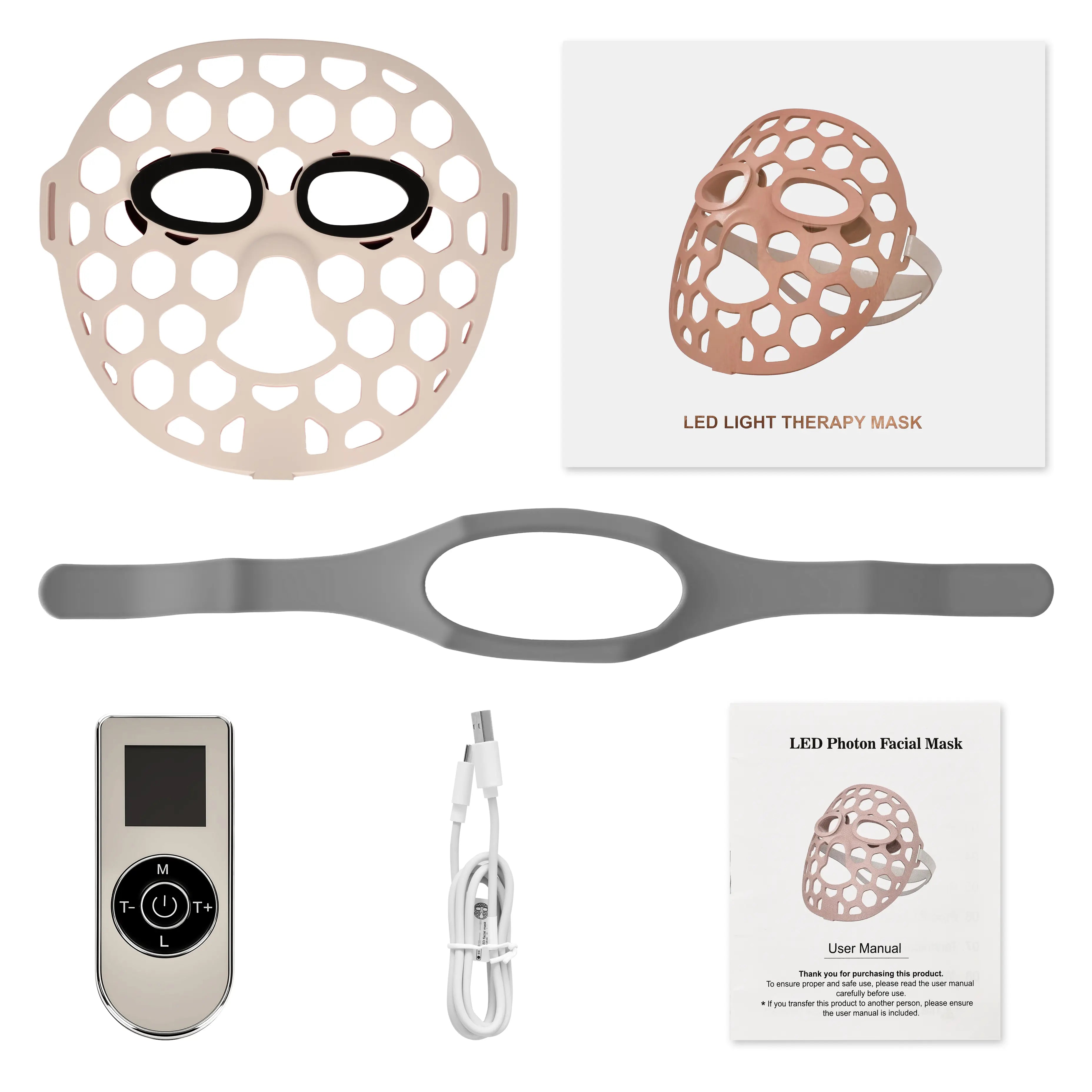 YouLumi YL-IRM-Y05 LED light therapy mask full kit with strap, controller, cable and manuals